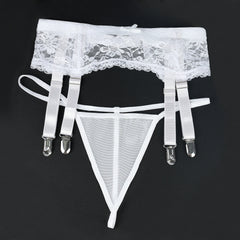 Women Lace Mesh Garter Panty With Adjustable Straps