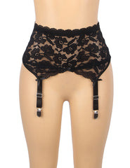 Sexy Breathable Lace Mesh Garter Panty With Bow Detail & Multi-Row Adjustable Back Closure