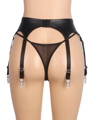 Leather Sexy Garter Panty