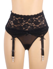 Sexy Lace Metal Clips Garter Panty