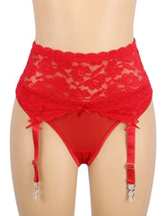 Sexy Lace Metal Clips Garter Panty