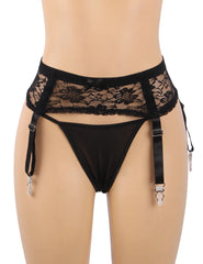 Sexy Lace Metal Clips Garter Panty