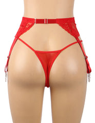Sexy Lace Metal Clips Garter Panty