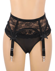Lace Bow Garter Belt & Panty Set