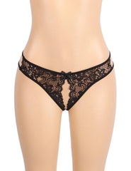 Sexy Open Crotch Lace Bow Panty