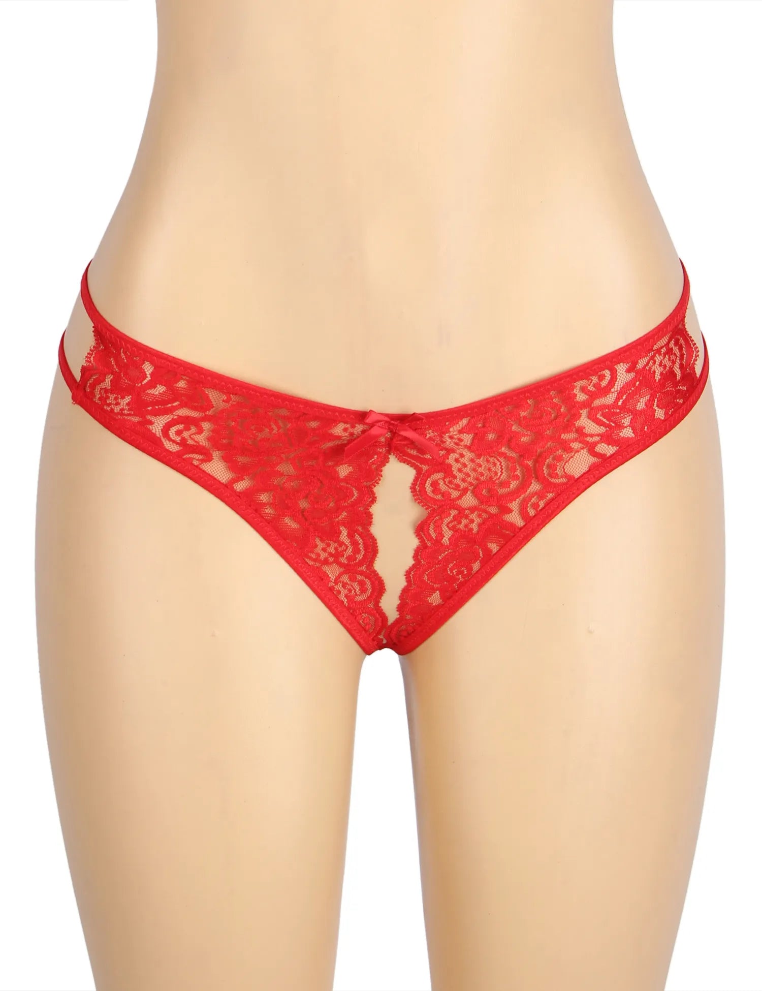 Sexy Open Crotch Lace Bow Panty