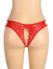 Sexy Open Crotch Lace Bow Panty
