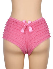 Mesh Ruffle Bow Cheeky Panty