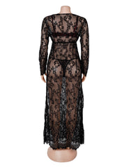Sexy See-through V Neck Long Nightdress With Thong