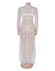 Sexy See-through V Neck Long Nightdress With Thong