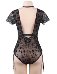 Exquisite Lace Choker Neck Teddy