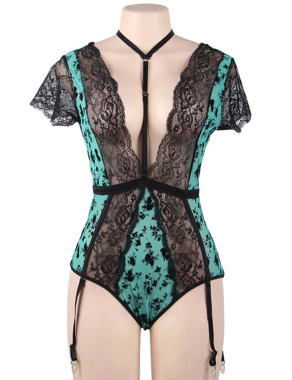 Exquisite Lace Choker Neck Teddy