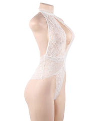 Plus Size Halter Lace Cutout Teddy