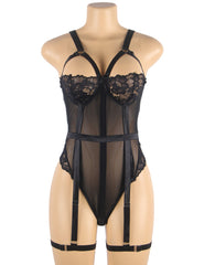 Lace Garter Leg Ring Teddy Bodysuit