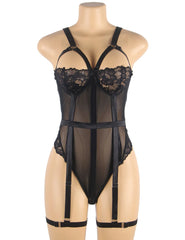 Lace Garter Leg Ring Teddy Bodysuit
