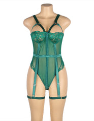 Lace Garter Leg Ring Teddy Bodysuit