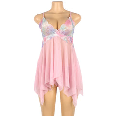Flower Decoration Loose Comfortable Open Front Babydoll