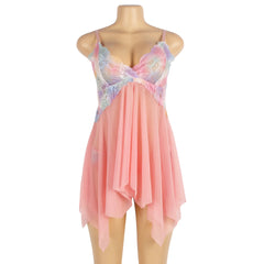 Flower Decoration Loose Comfortable Open Front Babydoll