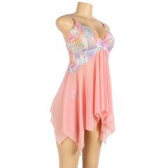 Flower Decoration Loose Comfortable Open Front Babydoll