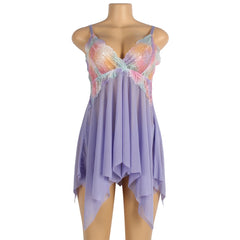 Flower Decoration Loose Comfortable Open Front Babydoll