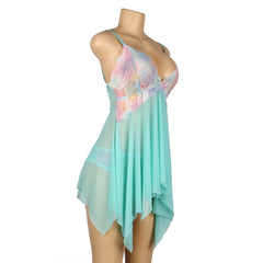 Flower Decoration Loose Comfortable Open Front Babydoll