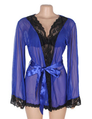 Sexy Long Sleeve Mesh Sleepwear With Belt