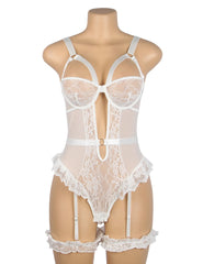 Pink Sexy Slim Lace Garter Leg Ring Teddy