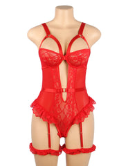 Pink Sexy Slim Lace Garter Leg Ring Teddy