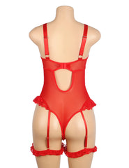 Pink Sexy Slim Lace Garter Leg Ring Teddy