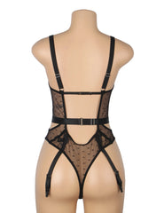 Sexy Embroidery Lace Hollow Suspender Bodysuit