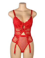 Sexy Embroidery Lace Hollow Suspender Bodysuit