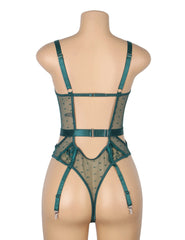 Sexy Embroidery Lace Hollow Suspender Bodysuit