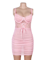 Lace Mesh Push-Up Suspender Babydoll
