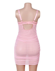 Lace Mesh Push-Up Suspender Babydoll