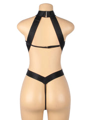 Underwire Harness Cutout Teddy with Detachable Collar