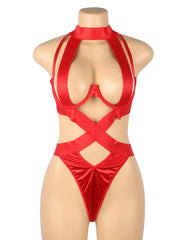 Underwire Harness Cutout Teddy with Detachable Collar