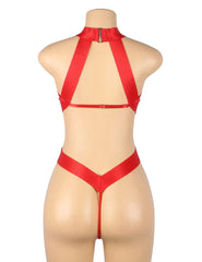 Underwire Harness Cutout Teddy with Detachable Collar