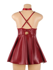 Leather Suspender Mini Dress