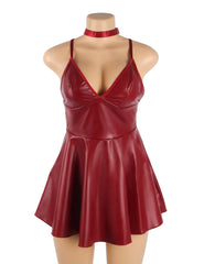 Leather Suspender Mini Dress
