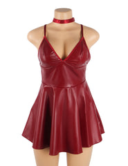 Leather Suspender Mini Dress
