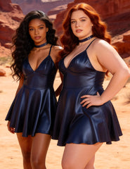 Leather Suspender Mini Dress