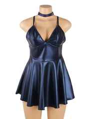 Leather Suspender Mini Dress