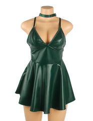 Leather Suspender Mini Dress
