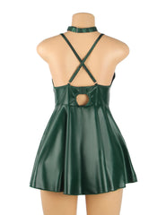 Leather Suspender Mini Dress