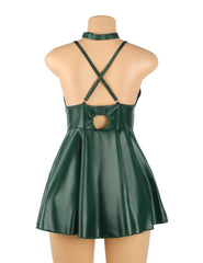 Leather Suspender Mini Dress