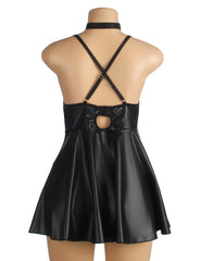 Leather Suspender Mini Dress
