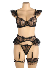 Sexy Lace Garter Bra Panty Set