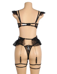Sexy Lace Garter Bra Panty Set