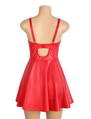 Leather Mesh Suspender Babydoll Set