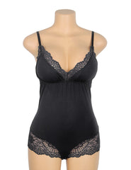 Sexy Modal Lace Crotchless Bodysuit